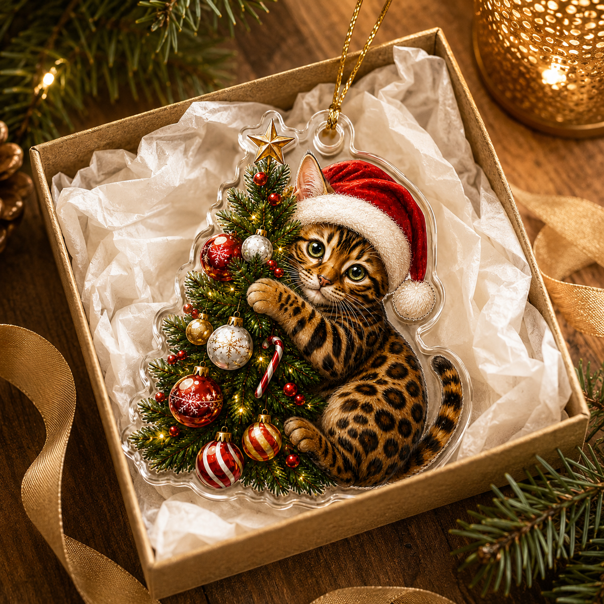 Cat With Christmas Tree Bengal
