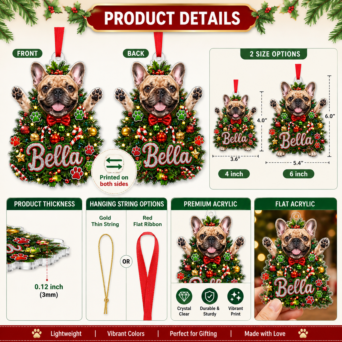 Custom Photo Dog Christmas Style 2