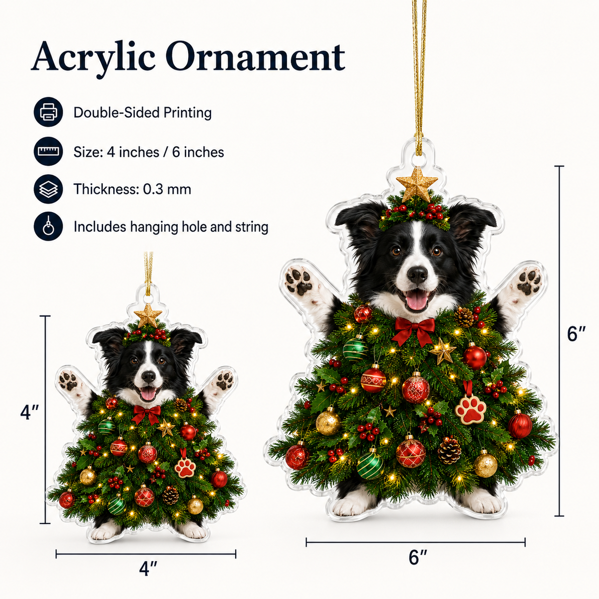 Dog Santa Tree Border Collie