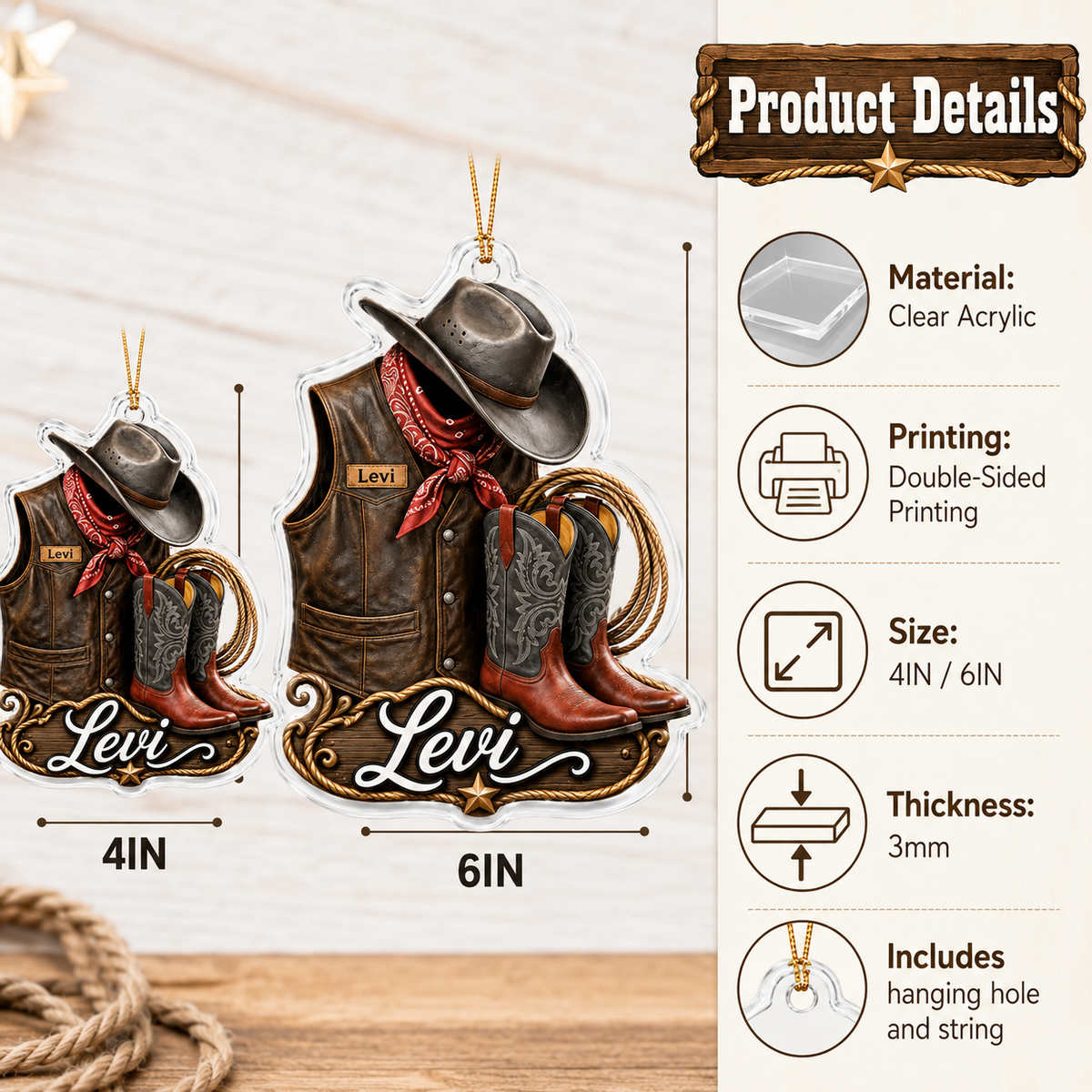 Personalized Boost Cowboy Outfit Acrylic