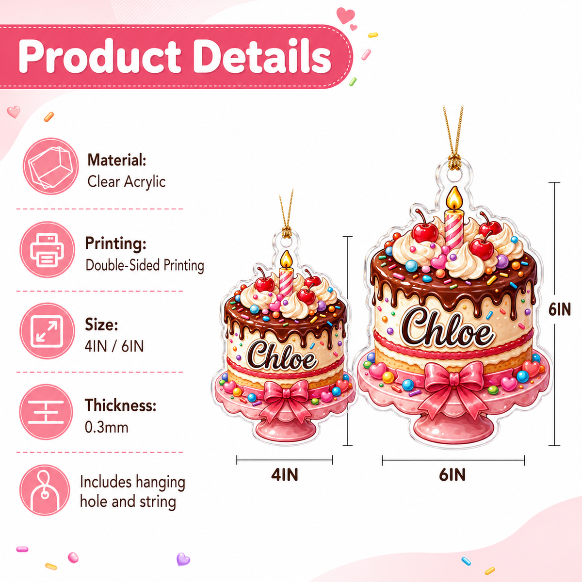 Custom Dessert Birthday Cake Acrylic