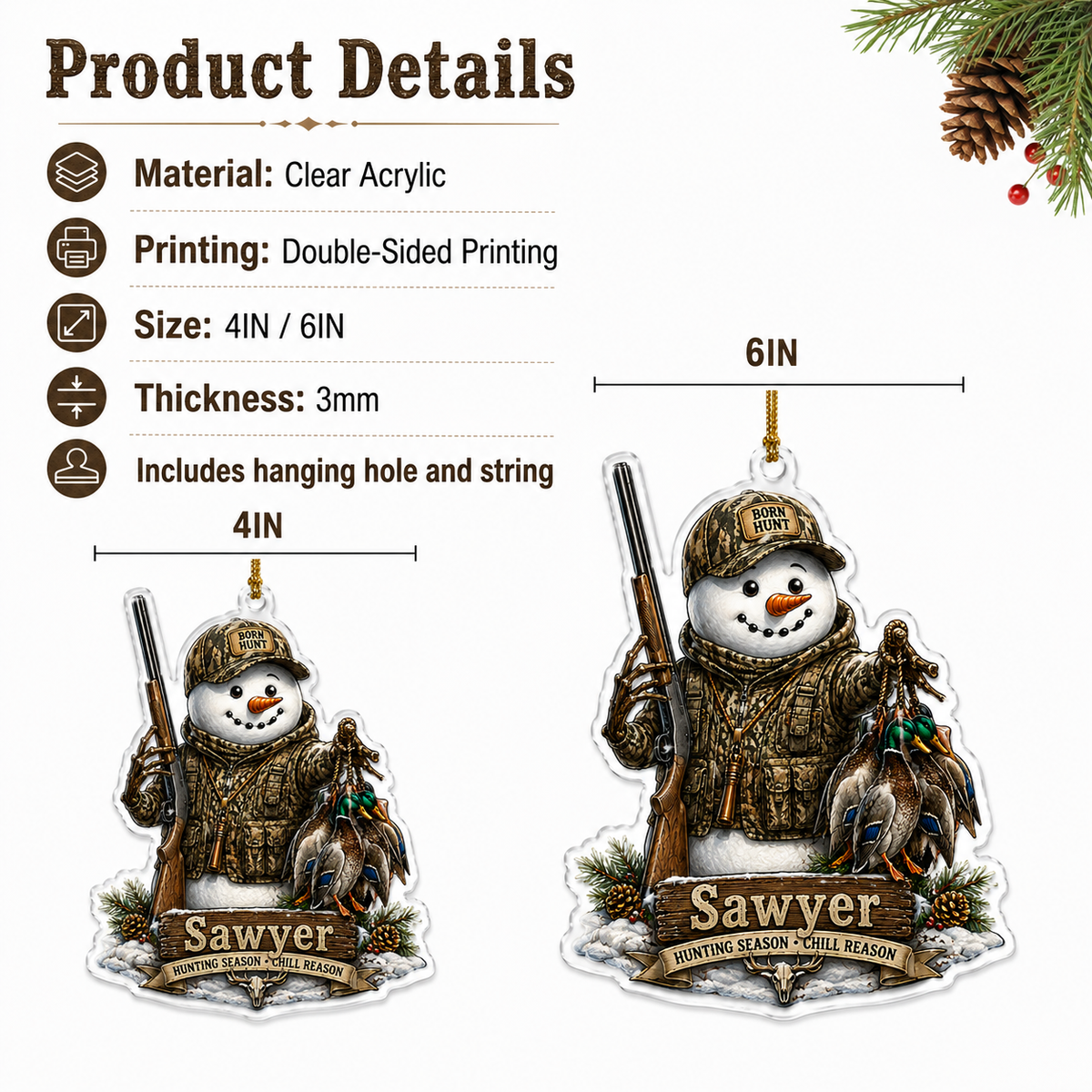 Personalized Hunting Frosty Duck Hunter Acrylic