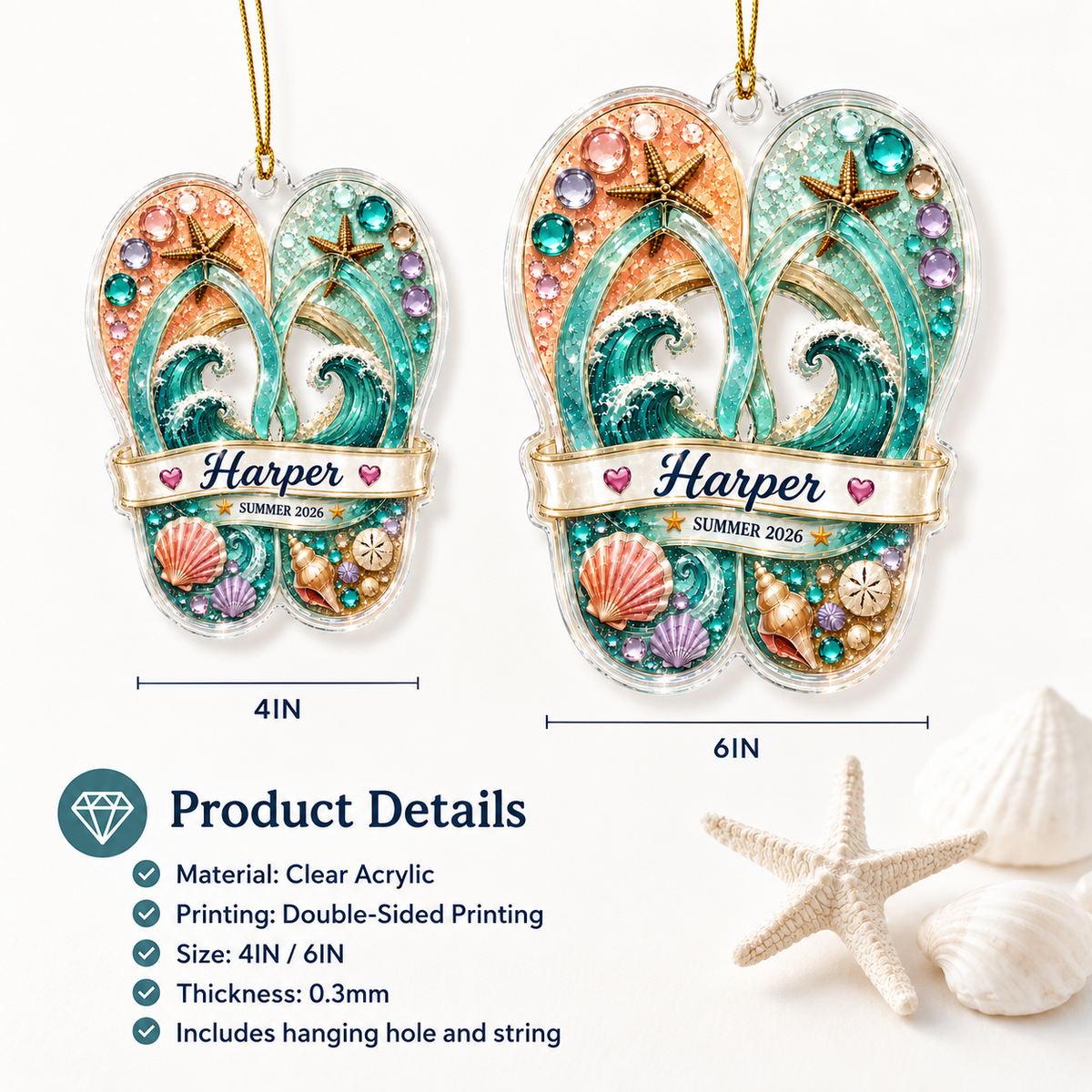 Surfing Personalize Acrylic Seasides Family