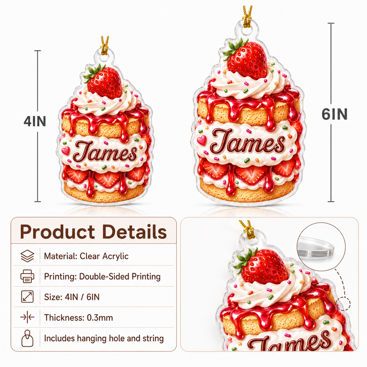 Custom Dessert Strawberry Shortcake Acrylic
