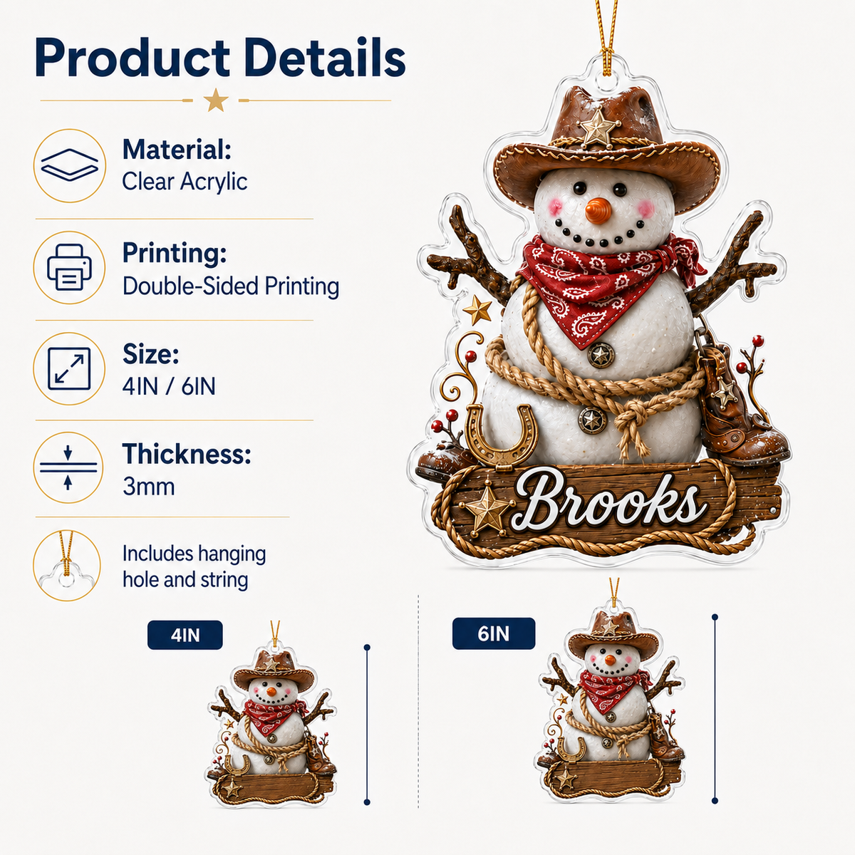 Personalized Boost Cowboy Snowman Acrylic