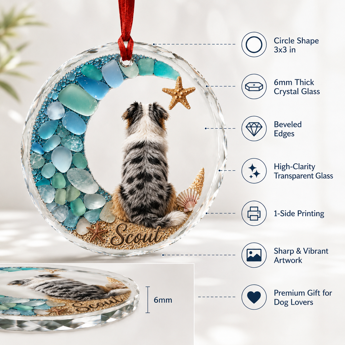 Custom Dog Seashell Australian Shepherd