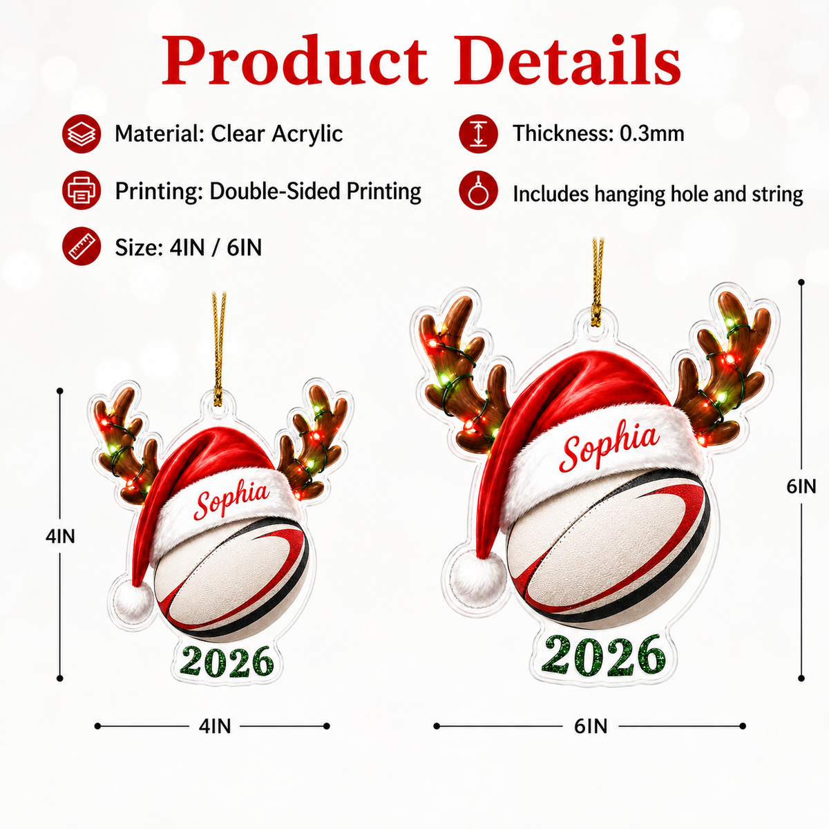 Christmas Sports 2026 Rugby Acrylic