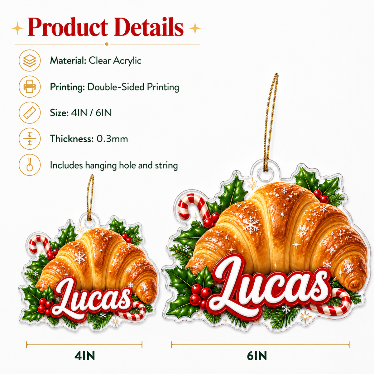 Custom Name Food Acrylic - Croissant