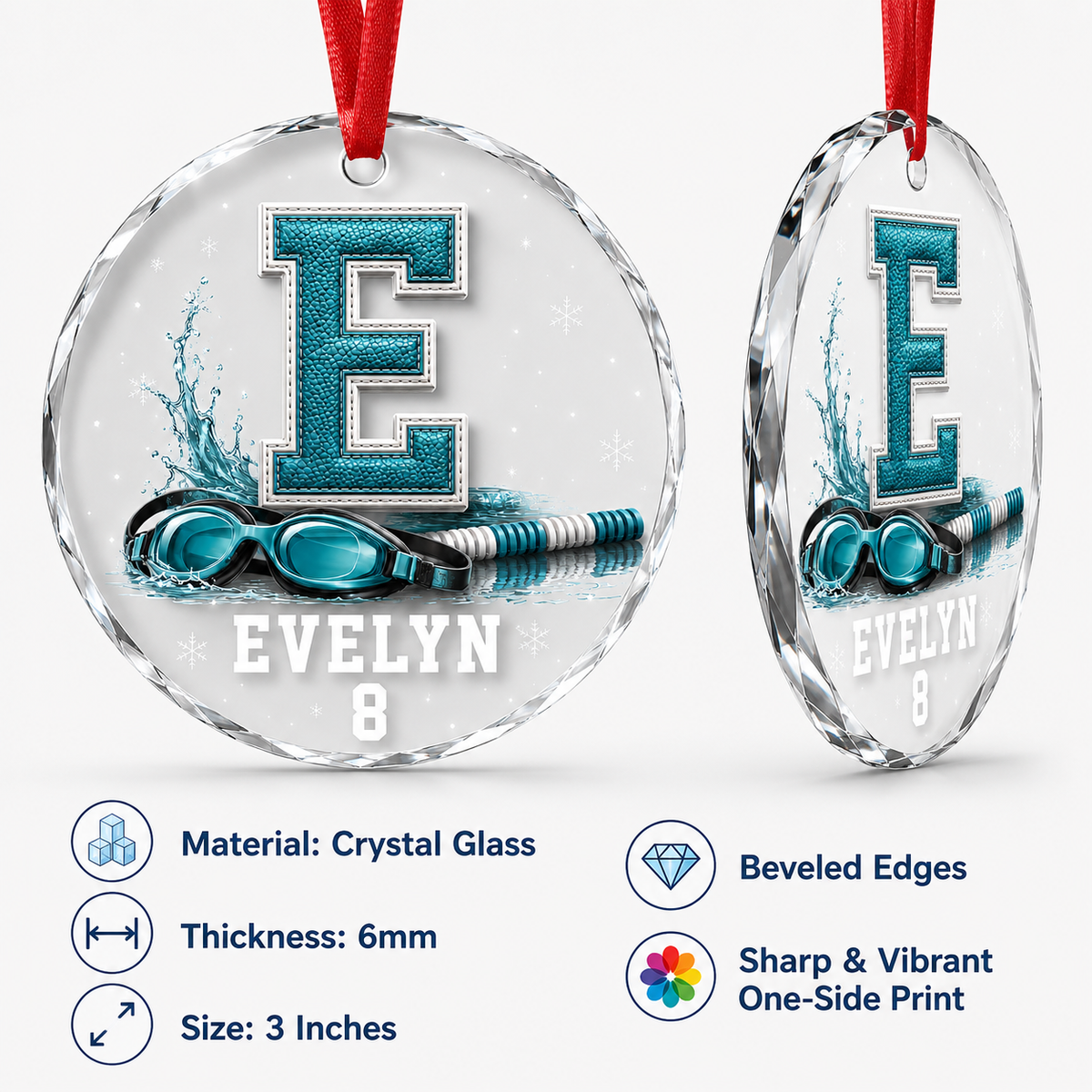 Sport Glass Alphabet Name Swimming
