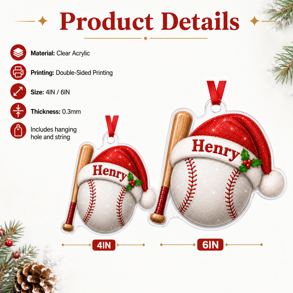 Sport Custome Name Acrylic Baseball