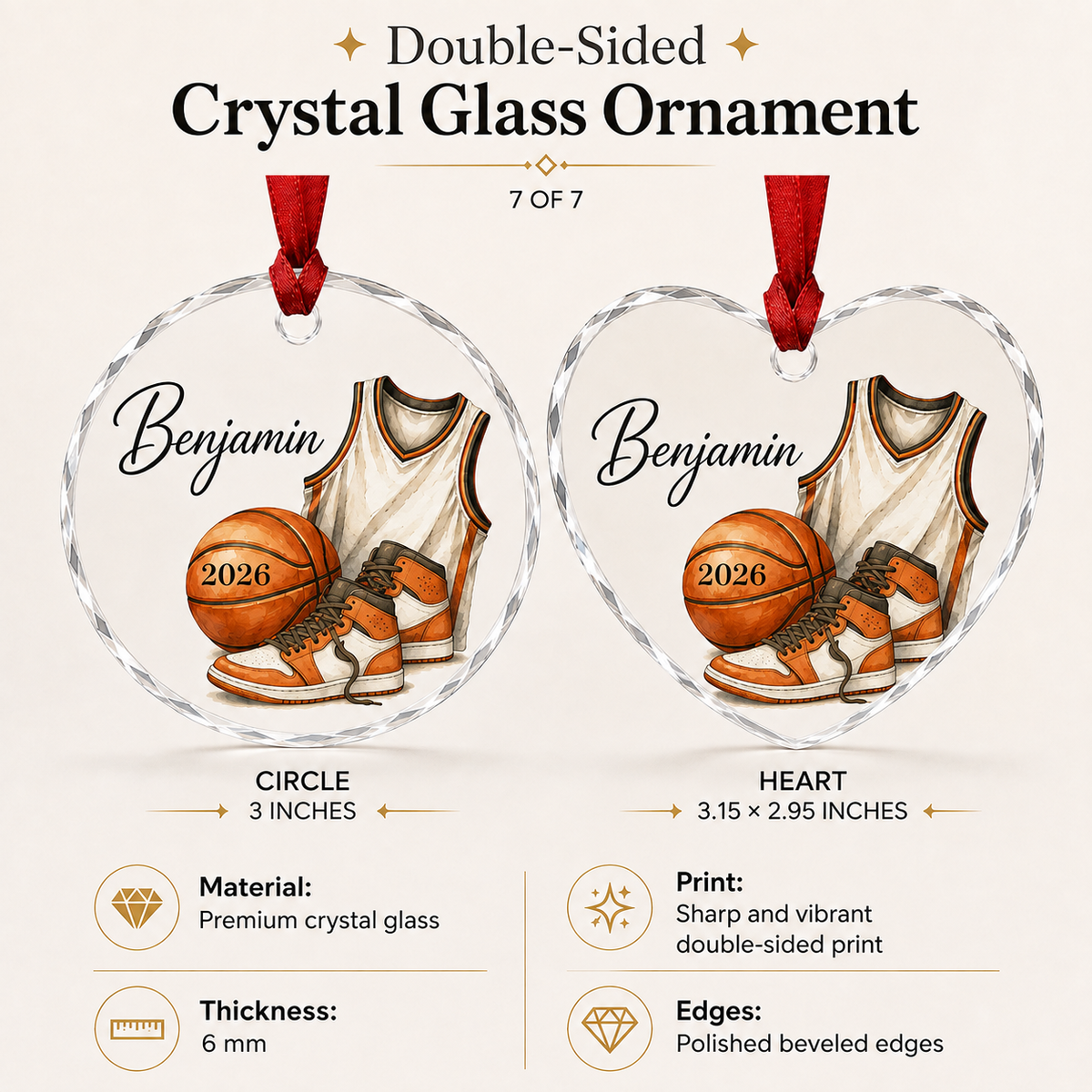 Sport Glass Ornament Basketball Gear