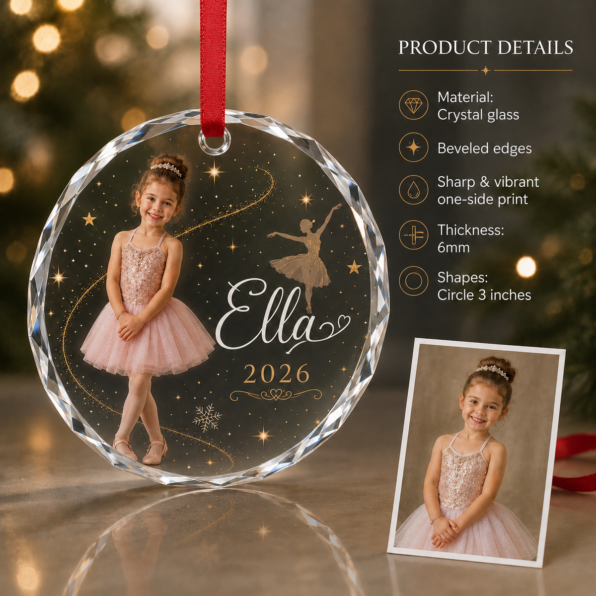 Personalized Dancing Glass Baby Girl Ballerina