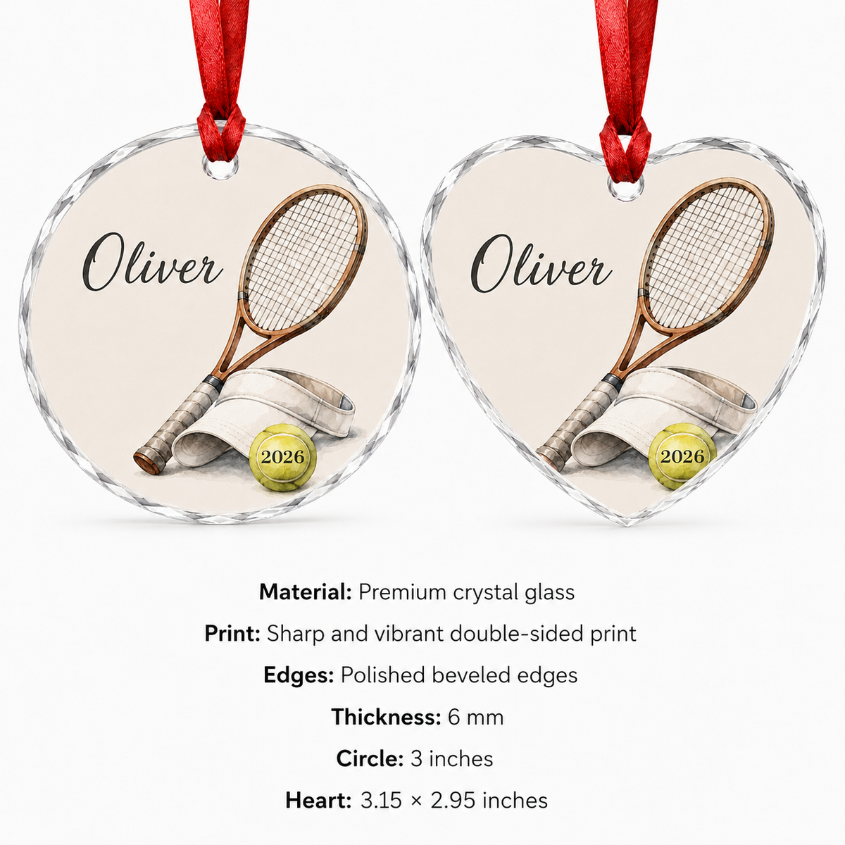 Sport Glass Ornament Tennis Gear
