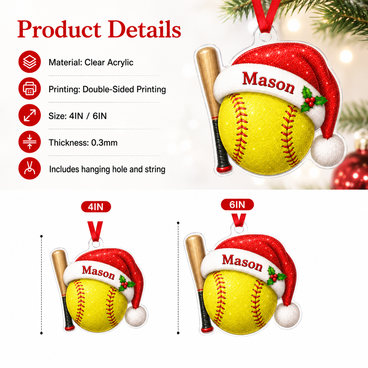 Sport Custome Name Acrylic Softball