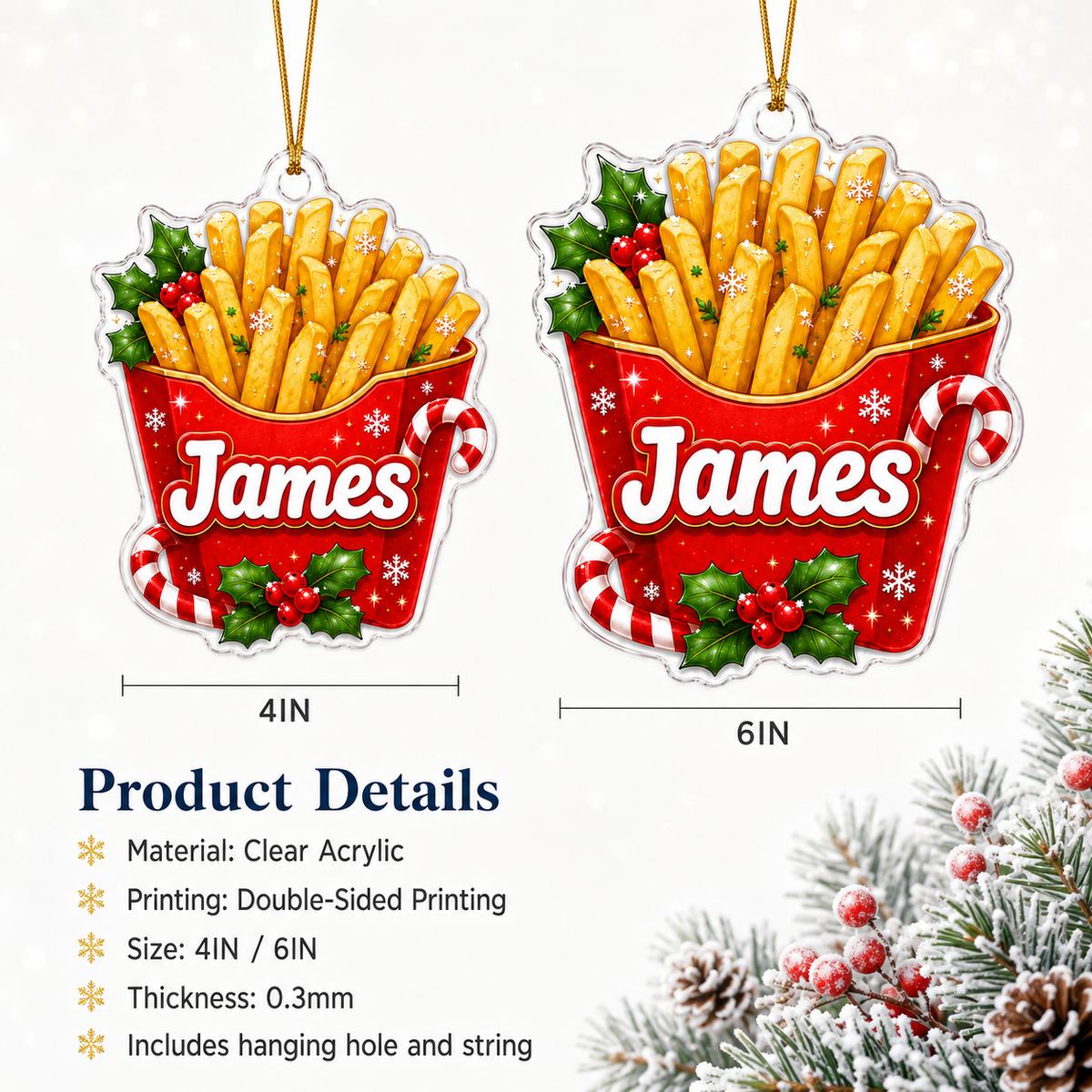 Custom Name Food Acrylic - French Fries