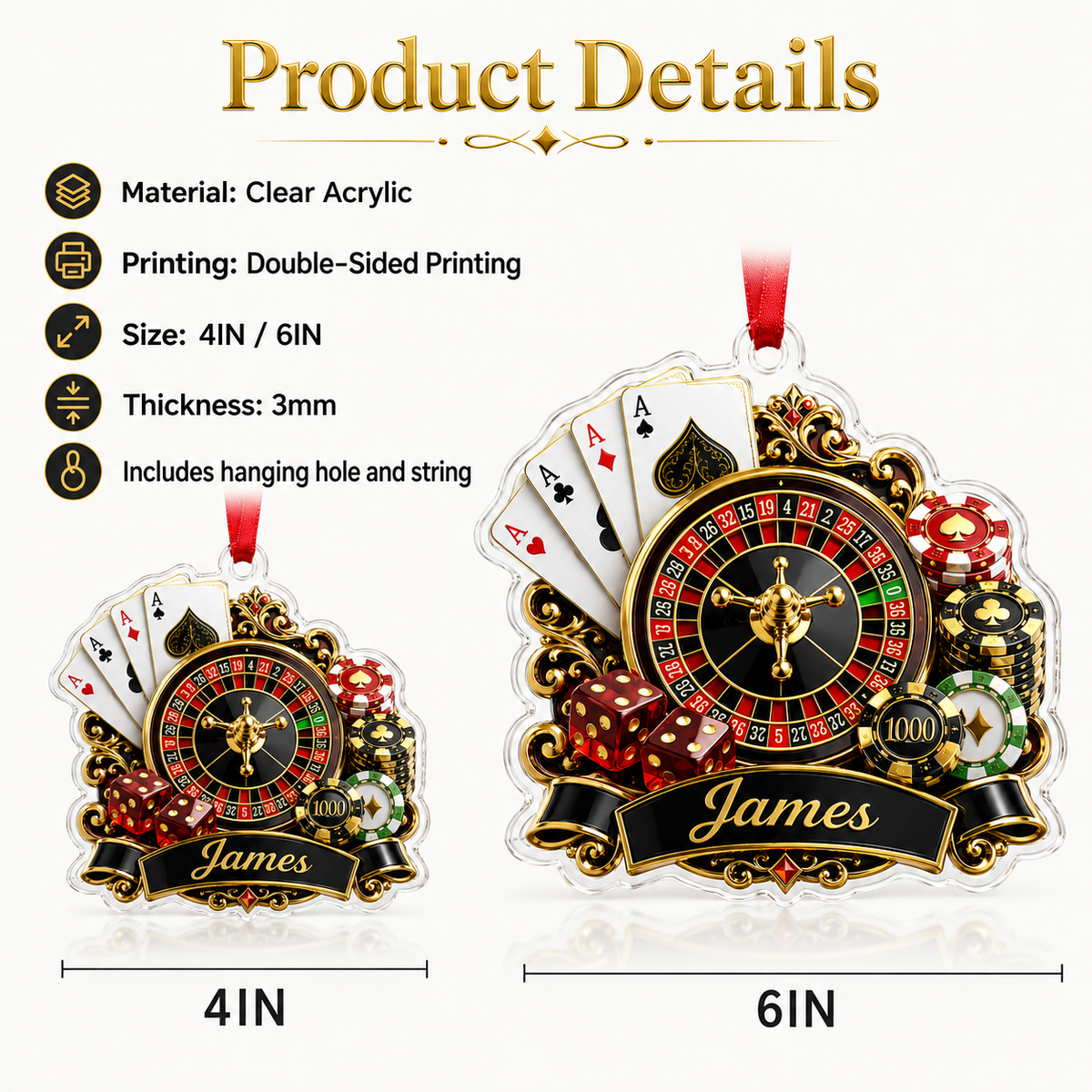 Pocker Custome Name Acrylic Colorful Pocker Machine