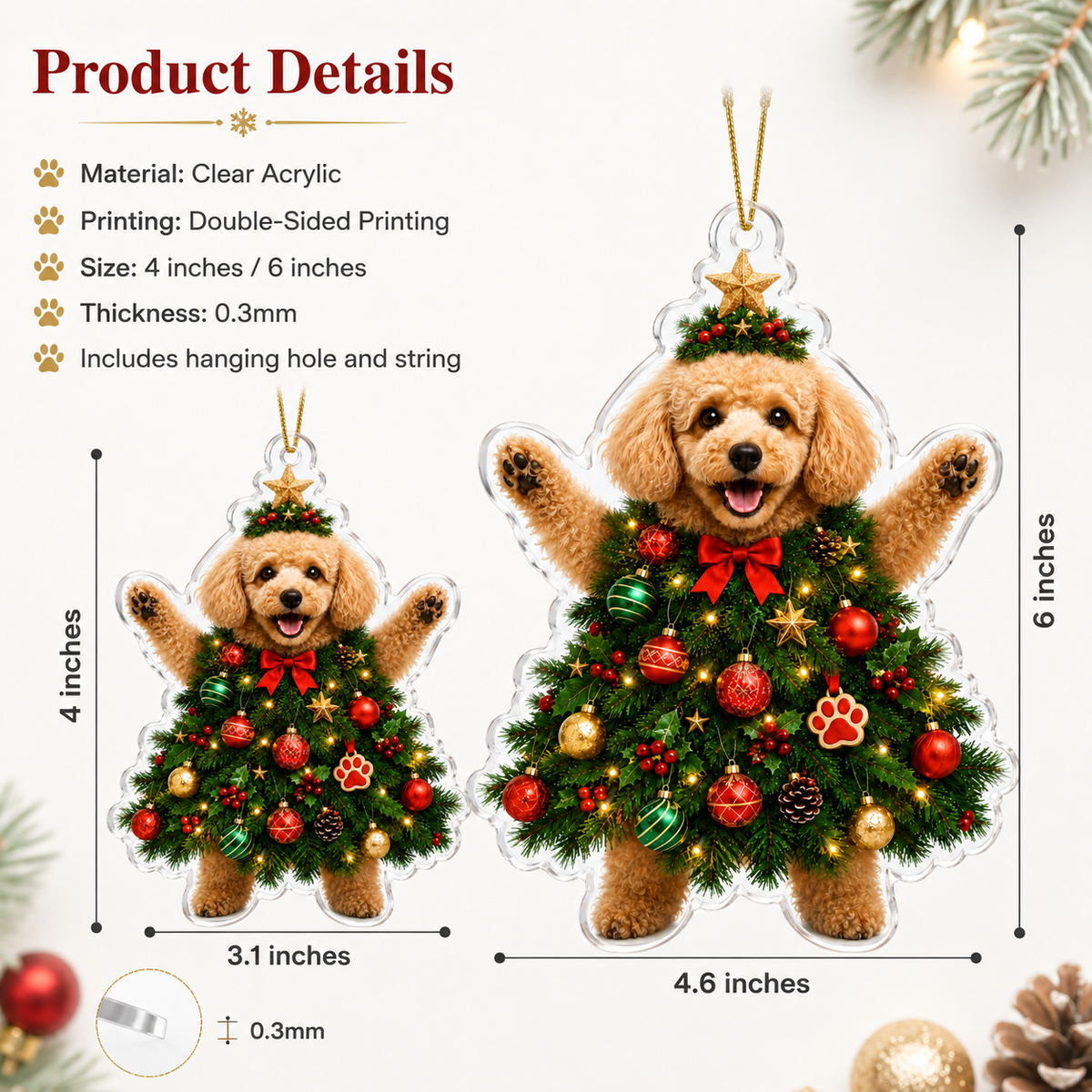 Dog Santa Tree Poodle