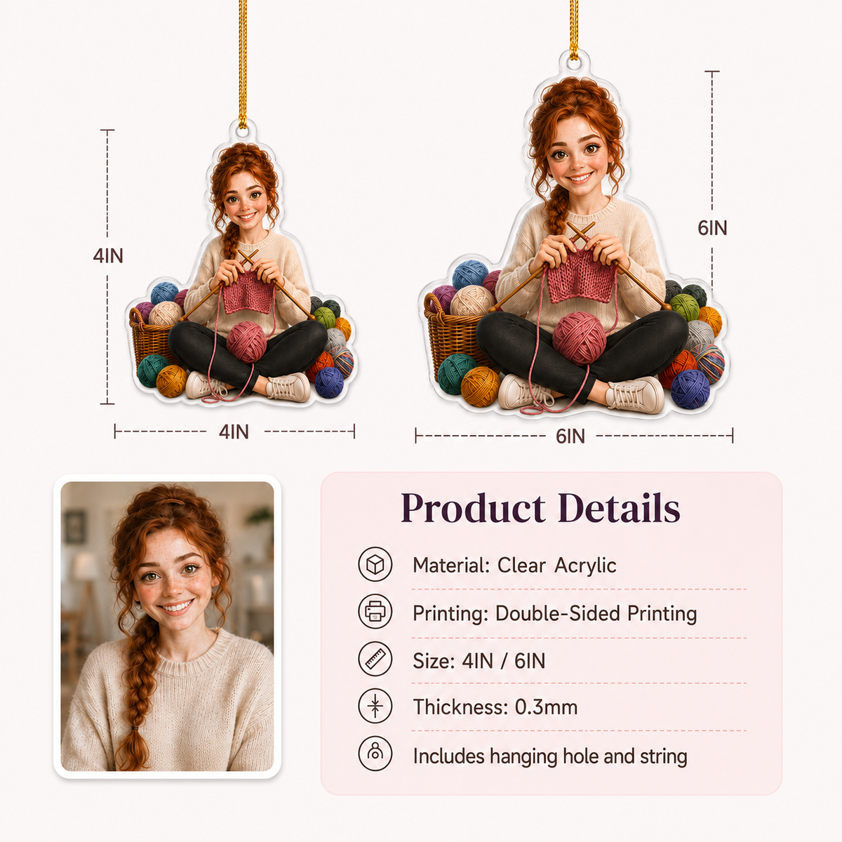 Custom Photo Hobbies Acrylic - Knitting