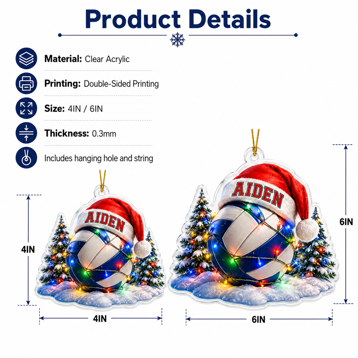 Custom Sports Christmas Acrylic - Volleyball