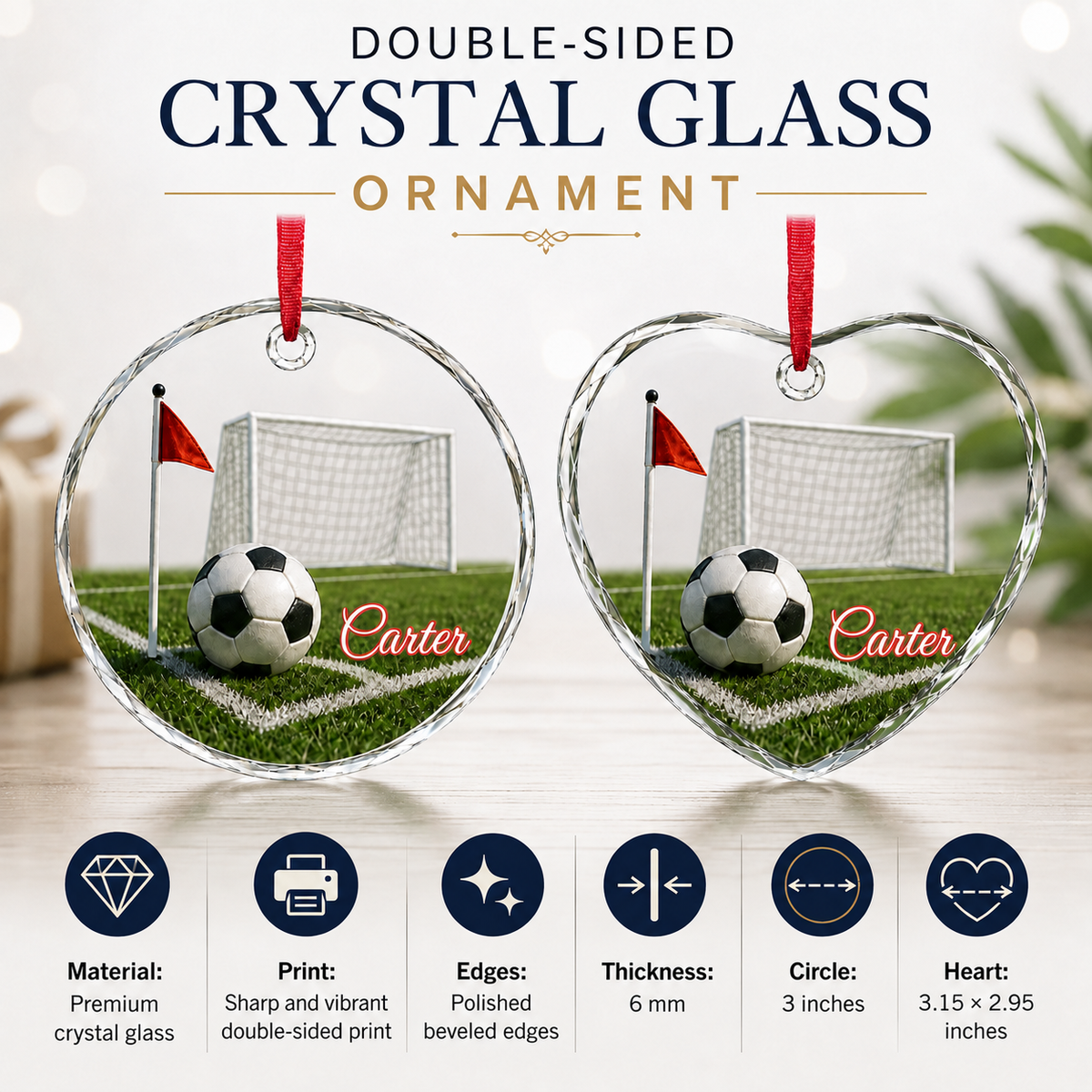 Sports Glass Ornament Soccer