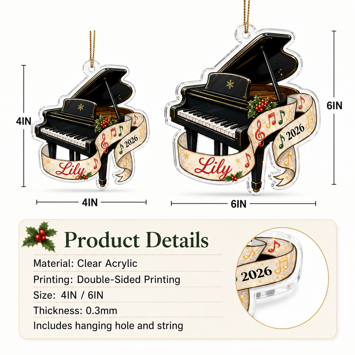 Piano Custome Name Acrylic Style 12