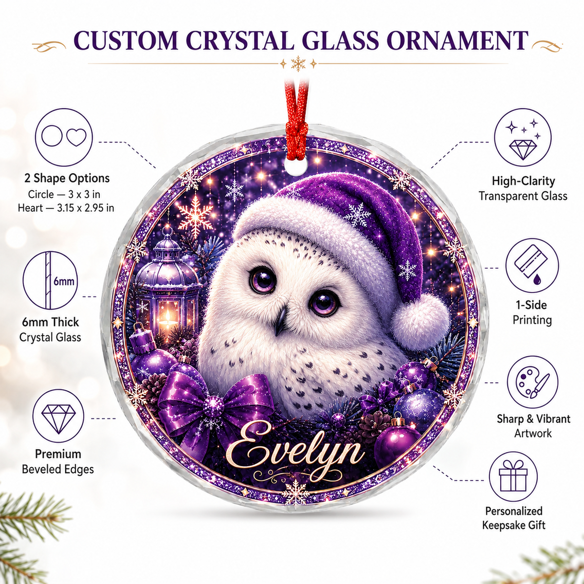 Purple Bird At Christmas Snowy Owl