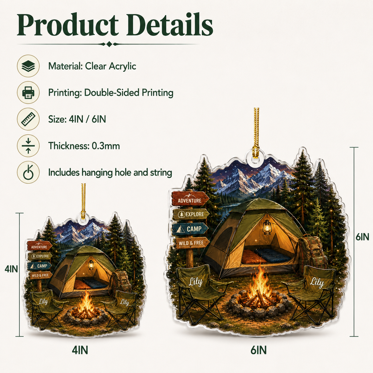 Camping Personalize Acrylic Moutain Camping