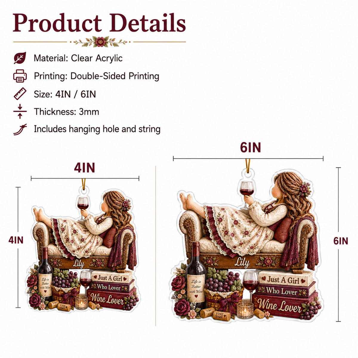 Personalized Just A Girl Hobby Wine Lover