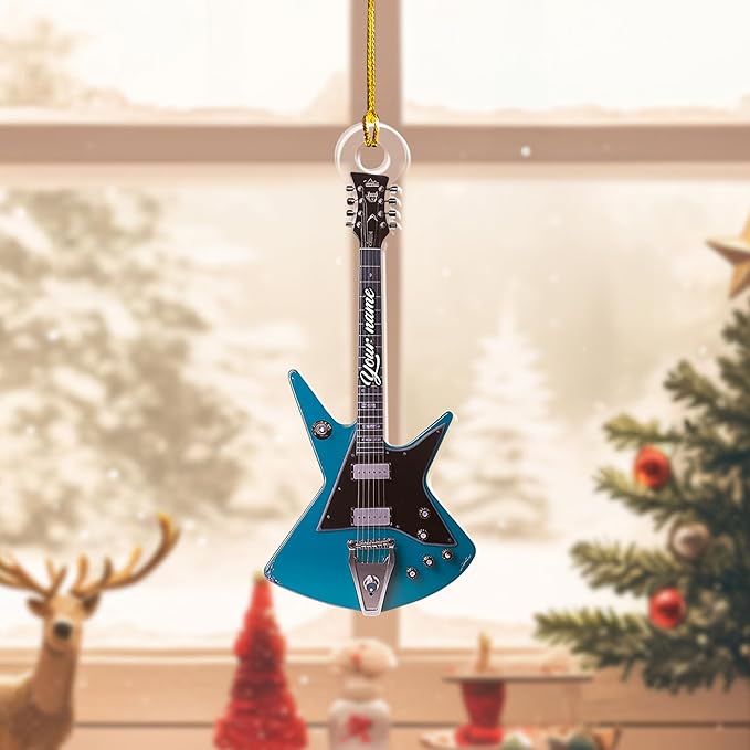 Personalized Electric and Acoustic Guitar Christmas Ornament - Guitar Ornament Gift LL30
