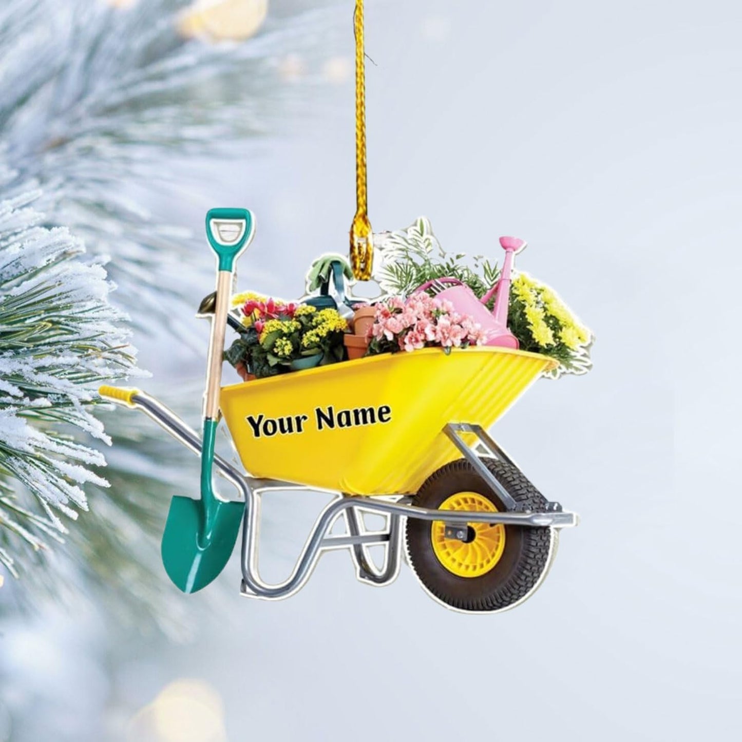 Custom Gardening Ornament with Name – Garden Tools Acrylic Christmas Decor for Gardeners & Green Thumb Lovers TG43