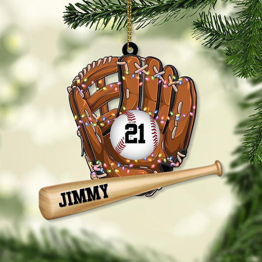 Personalized Baseball Christmas Ornament – Custom Name Acrylic Ornament, Sports Holiday Decoration, Baseball Player Gift TH4