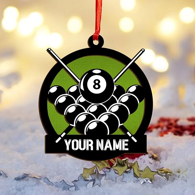 Personalized Billiards Ornament 2025, Billiards Christmas Ornaments N17