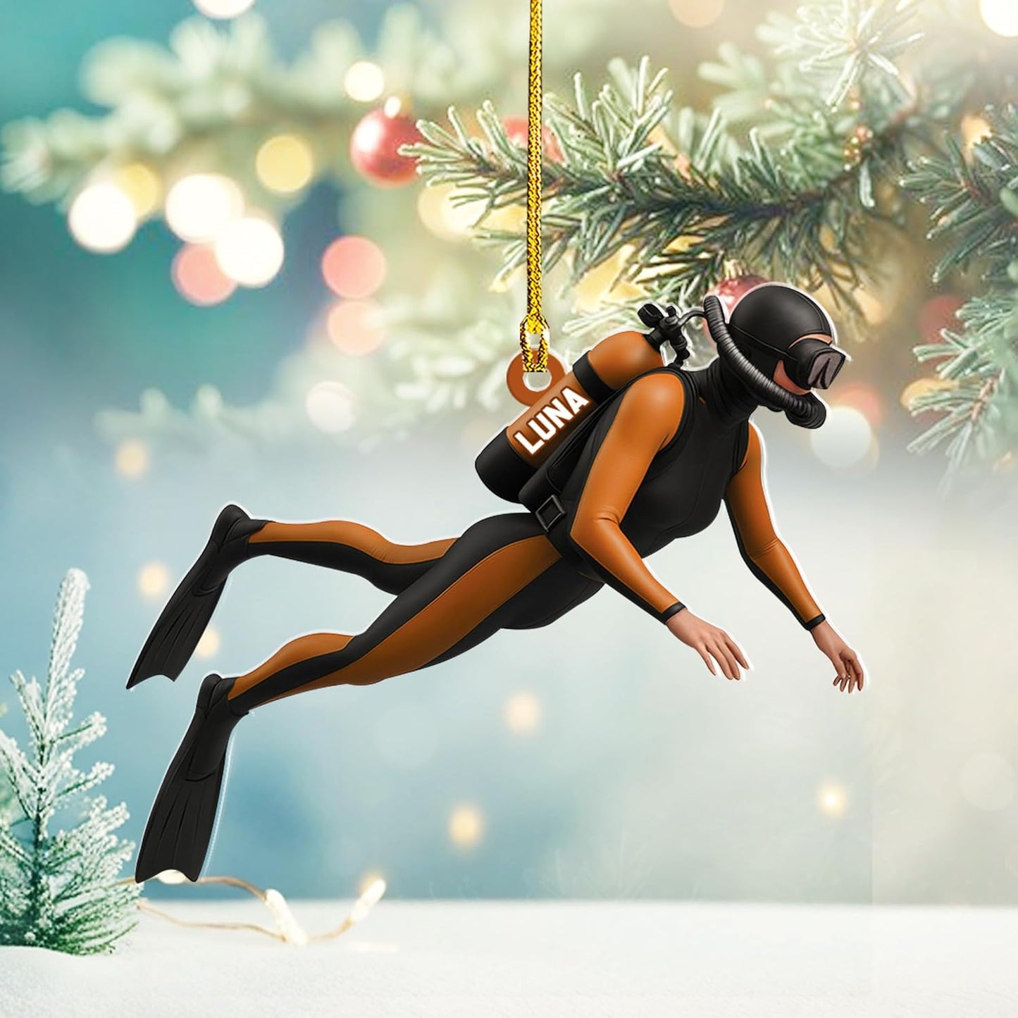 Custom Scuba Diver Ornament – Personalized Acrylic Christmas Tree Decoration, Gift for Divers and Swimmers TSD28