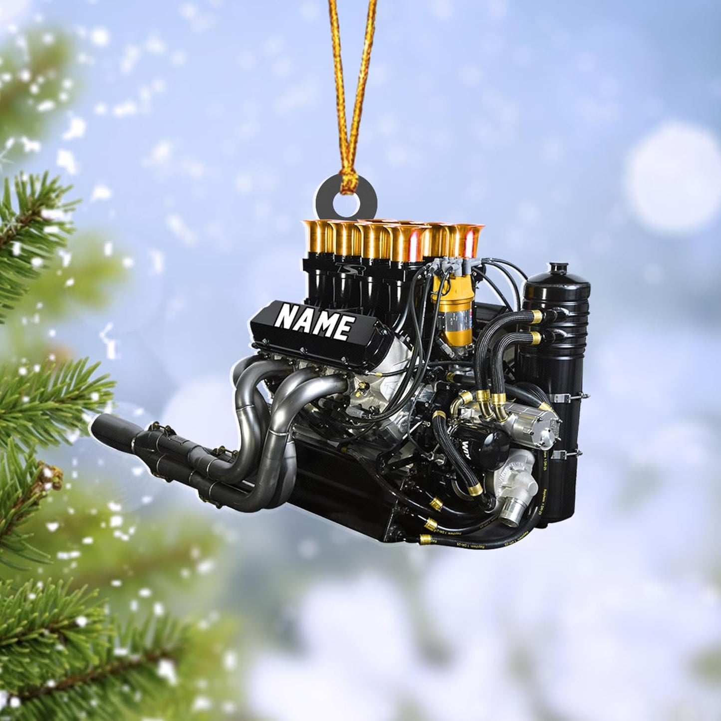 Personalized Racing Car Ornament – Custom Acrylic Drag Racing Christmas Decoration, Gift for Car Lovers and Drivers TR25