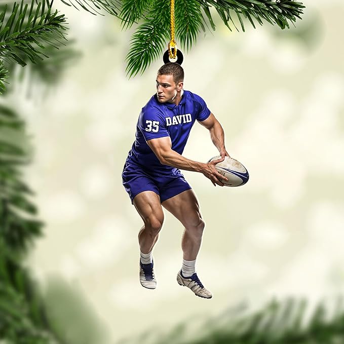 Personalized Rugby Player Christmas Gift for Sports Lovers - Rugby Ornament LL8