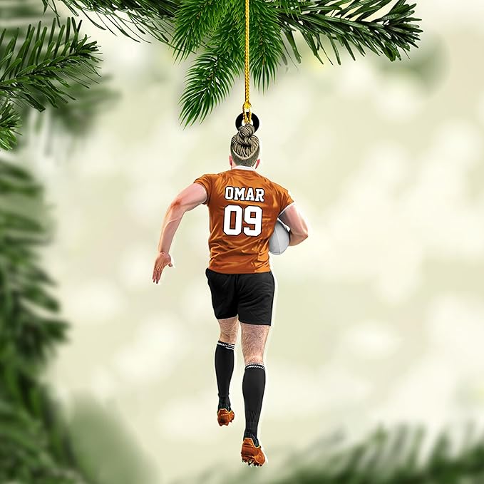 Personalized Rugby Player Christmas Gift for Sports Lovers - Rugby Ornament LL15