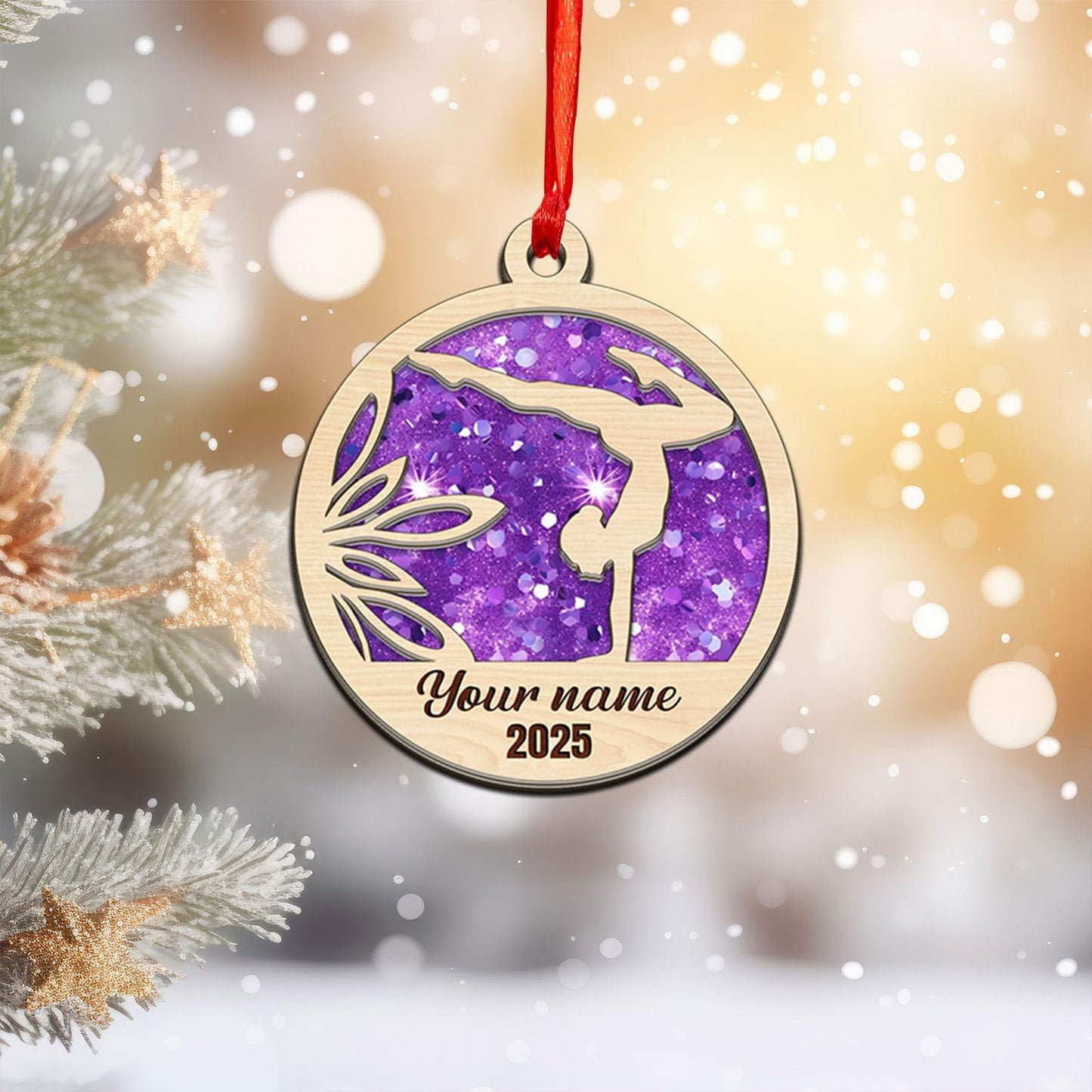 Personalized Name Gymnastics Ornament 2025, Girl Gymnast Ornaments for Xmas C14