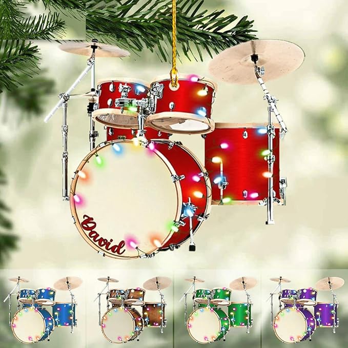 Custom Drum Set Ornament - Acrylic Christmas Gift for Drummers & Music Lovers LL10