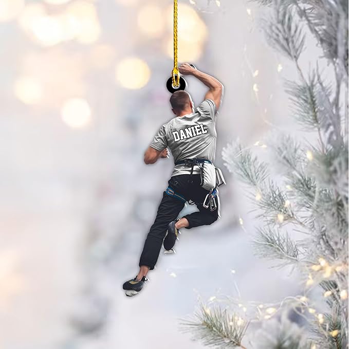 Personalized Climbing Ornament - Custom Rock Climber Christmas Gift for Mountaineers