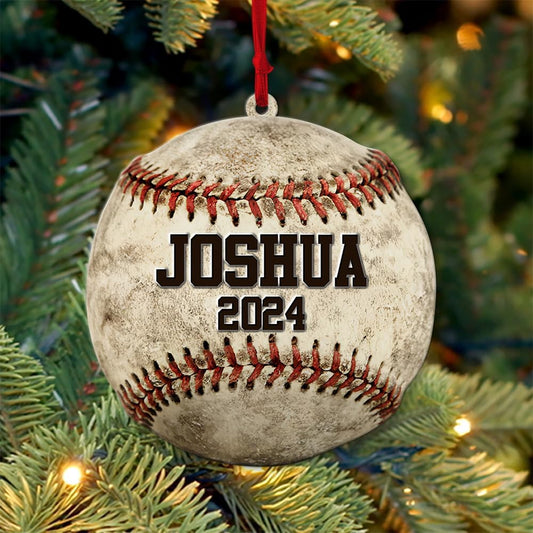 Personalized Baseball Christmas Ornament – Custom Name Acrylic Ornament, Sports Holiday Decoration, Baseball Player Gift TH5