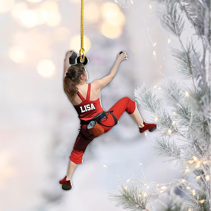 Custom Climbing Ornament - Custom Rock Climber Christmas Gift for Mountaineers LL9