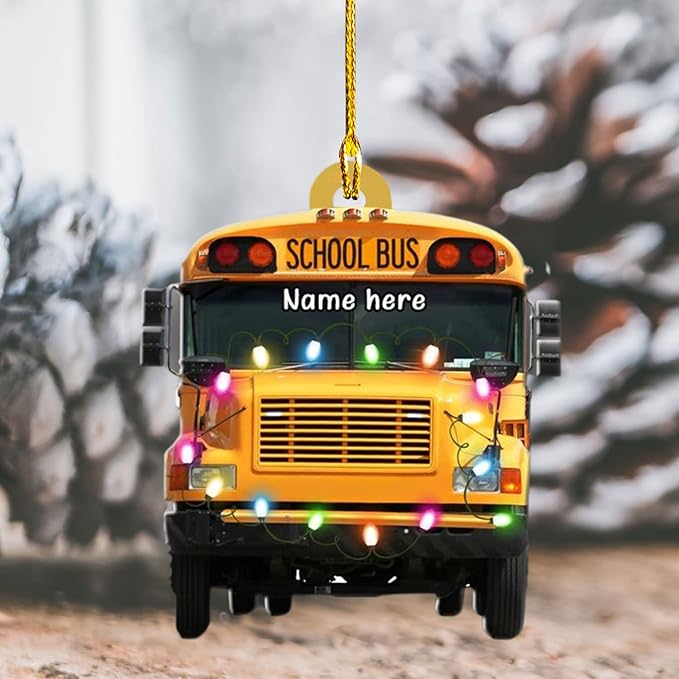 Personalized School Bus Ornament - Bus Driver Christmas Gift L5