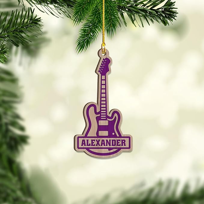 Custom Electric and Acoustic Guitar Christmas Ornament - Guitar Ornament Gift LL18