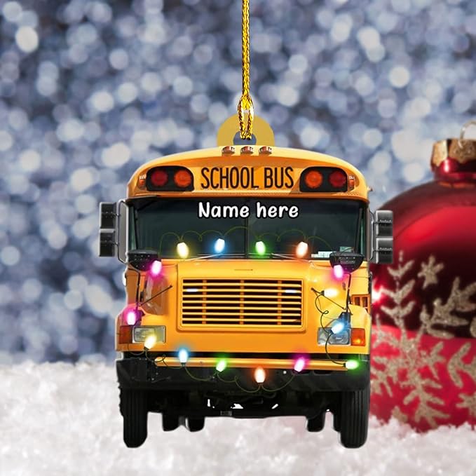 Personalized School Bus Ornament - Bus Driver Christmas Gift L5