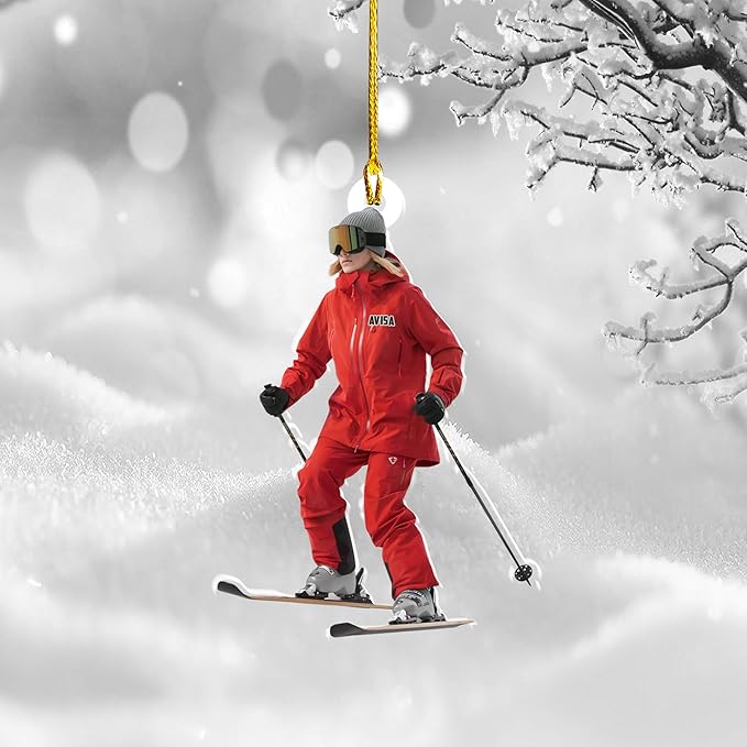 Personalized Snow Skiing Ornament, Custom Colored Skiing Mask Shape Ornament N10