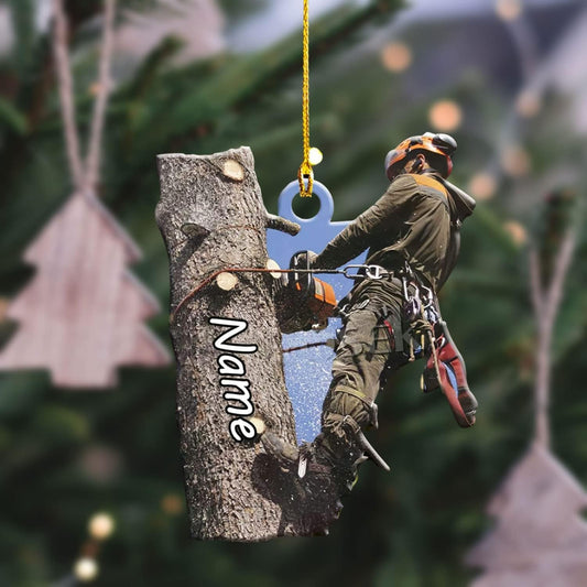 Personalized Arborist Ornament – Lumberjack Carpenter Christmas Ornament Style 2