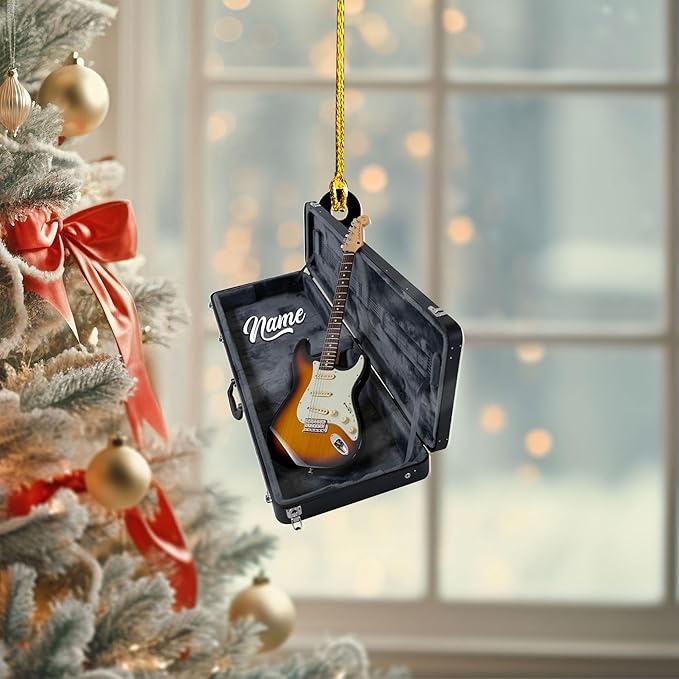 Custom Electric and Acoustic Guitar Christmas Ornament - Guitar Ornament Gift LL23
