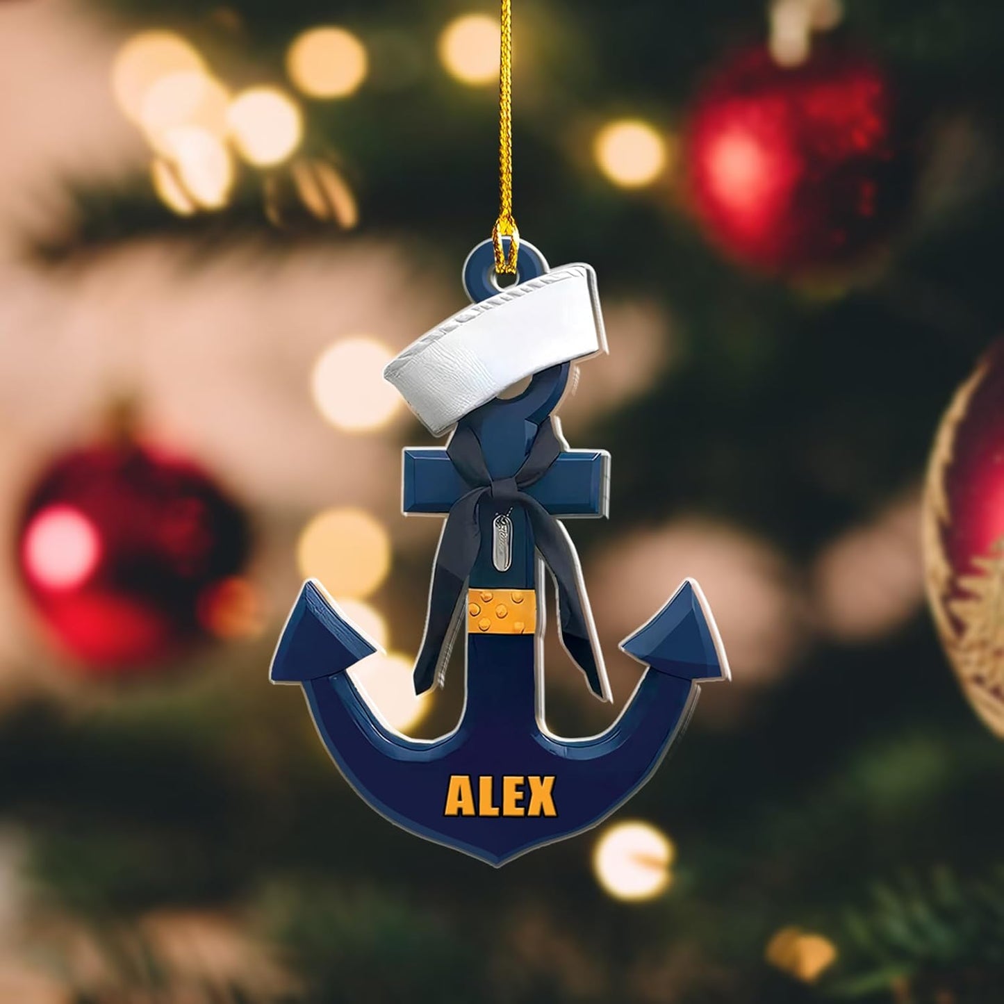 Personalized Sailor Ornament – Custom Captain Sailor Acrylic Ornament, Unique Sailing Glass Keepsake, Navy Captain Holiday Gift for Sailors TS9