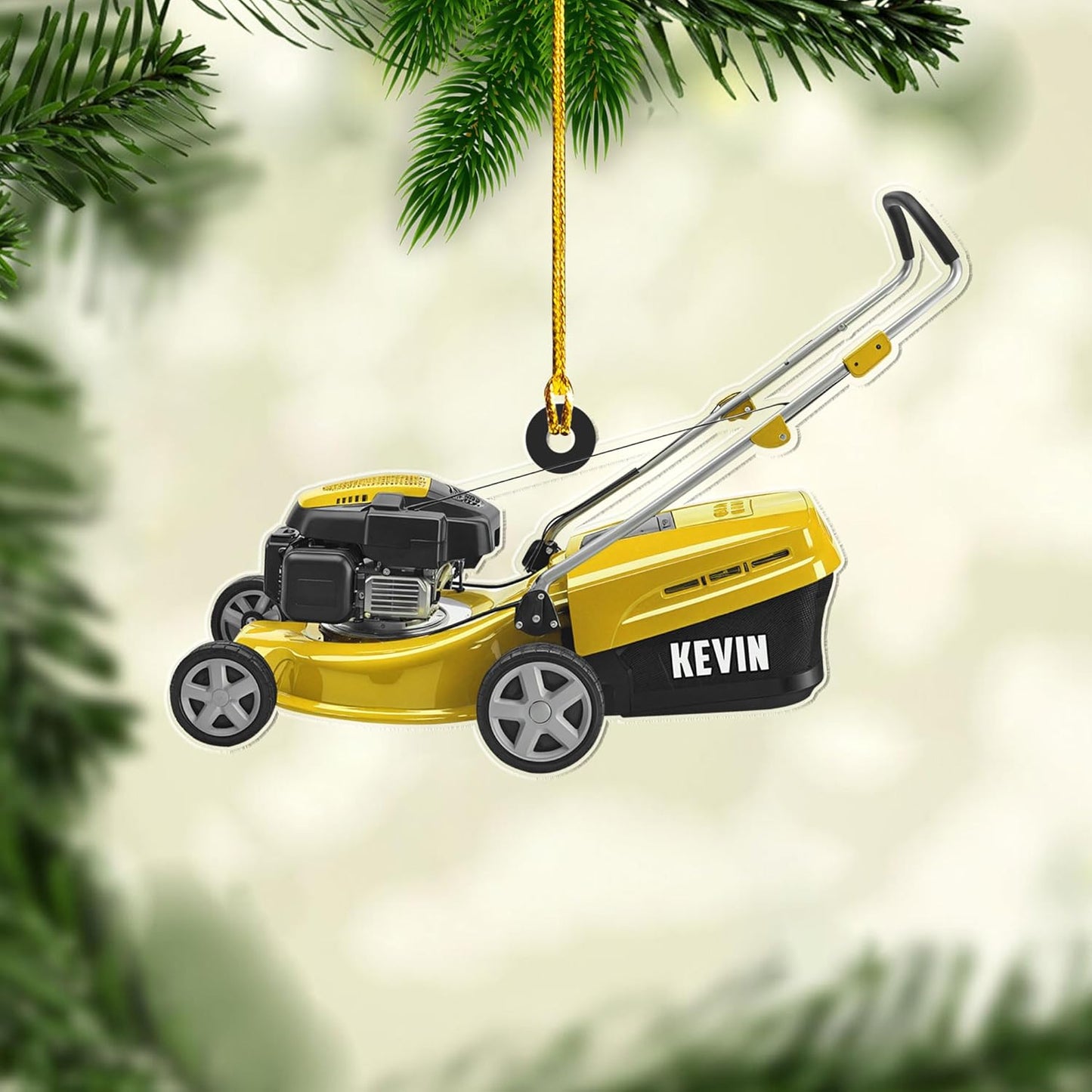 Personalized Lawn Mower Christmas Ornament | Custom Name Gardening Holiday Keepsake Gift for Gardeners & Lawn Care Workers TG65