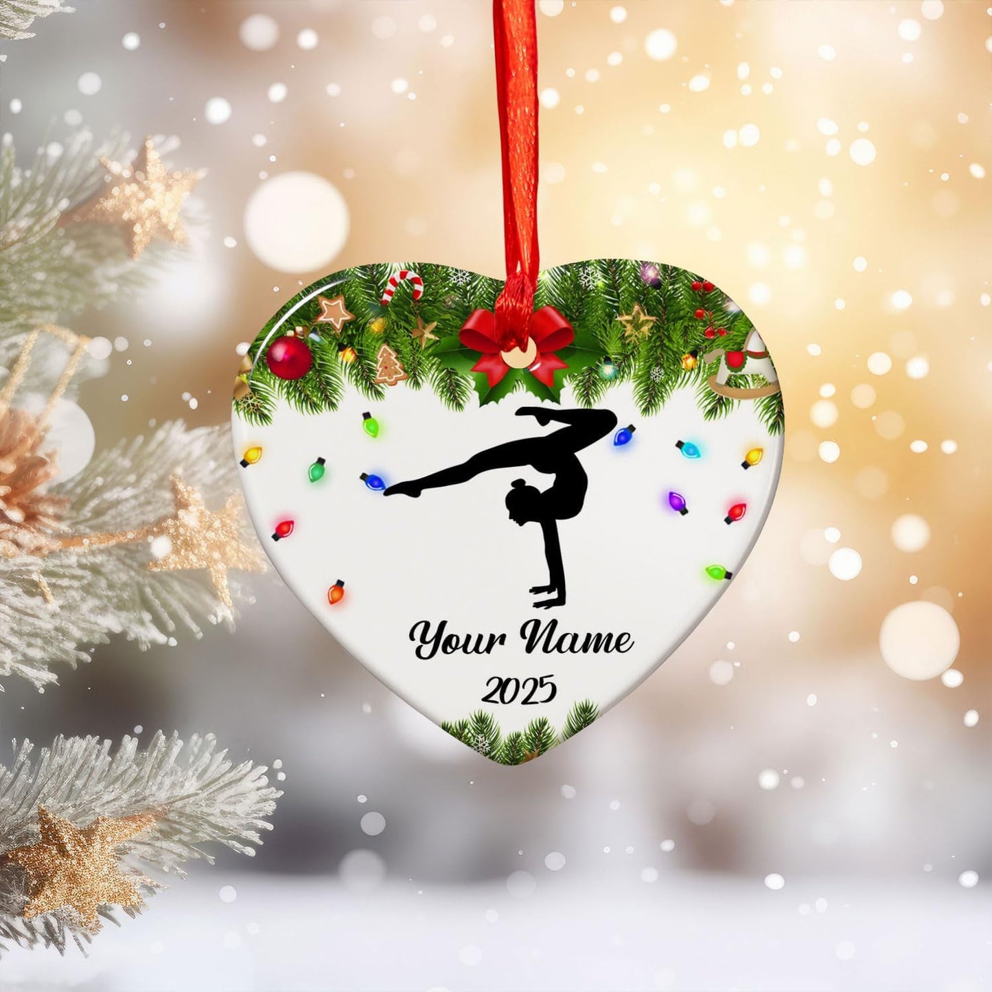 Personalized Name Gymnastics Ornament 2025, Girl Gymnast Ornaments, Wood Ornament for Xmas C11